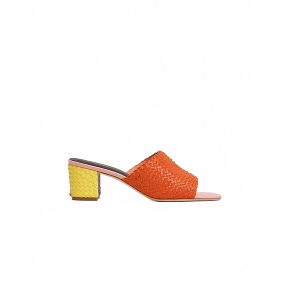 NEW CHARLOTTE STONE women's lenu woven block heel mule sandal in kortman - Picture 7 of 7